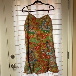 Putumayo linen blend tropical print flounced sundress x large